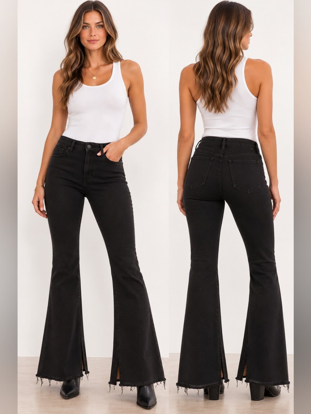 ❤️ FLYING MONKEY MID-RISE FLARE JEANS, RELEASED SPLIT HEM, 6 (28)
